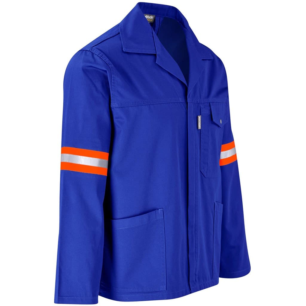 Site Premium Polycotton Jacket - Reflective Arms - Orange Tape - Royal Blue