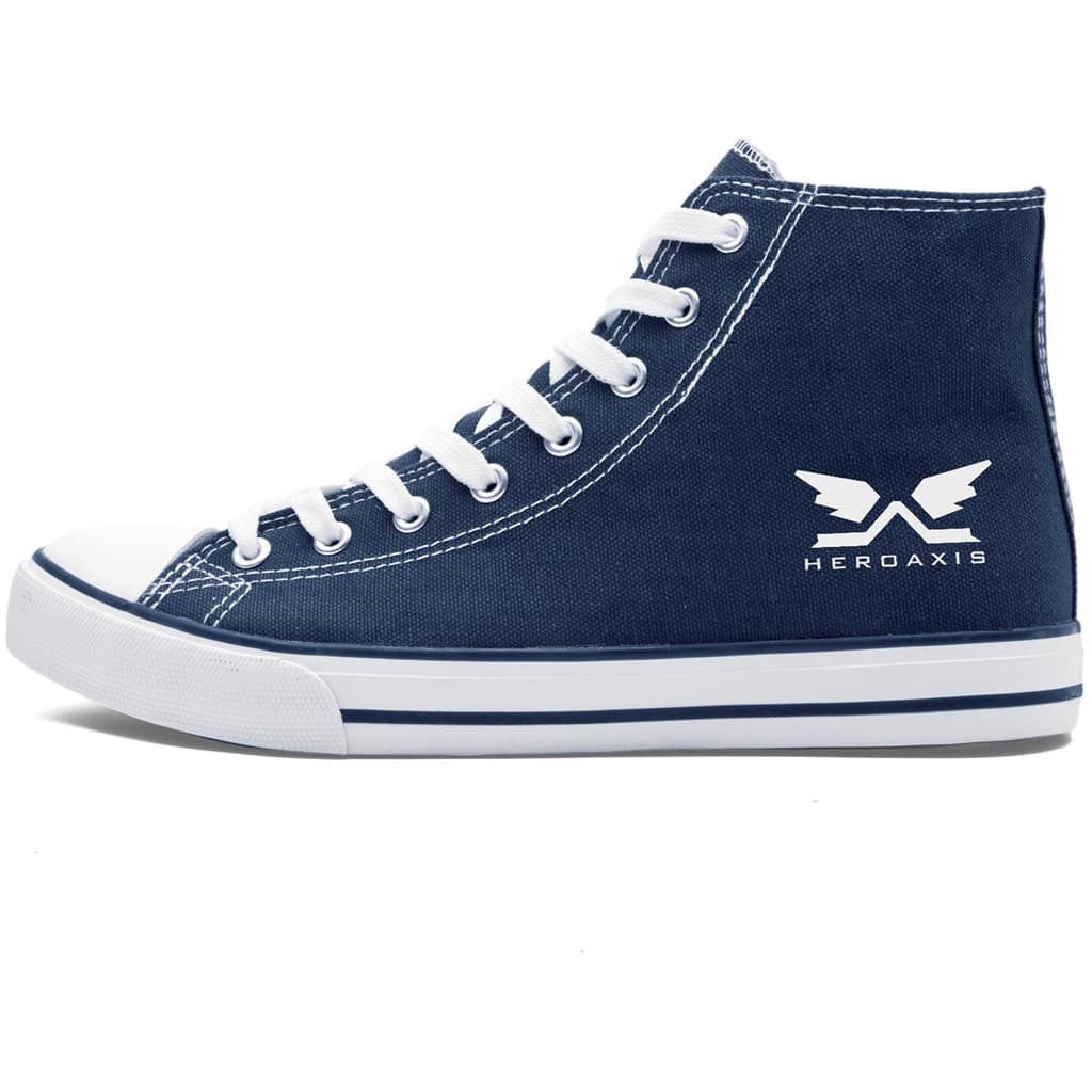 Unisex Retro High Top Canvas Sneaker - Navy