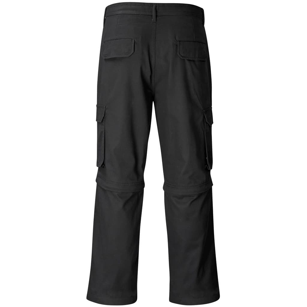 Mens Cargo Zip Off Pants - Black