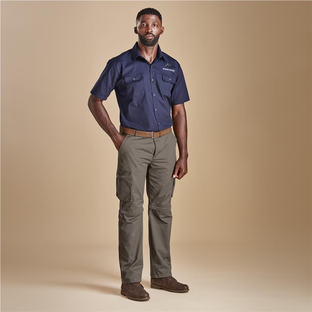Mens Cargo Zip Off Pants - Khaki