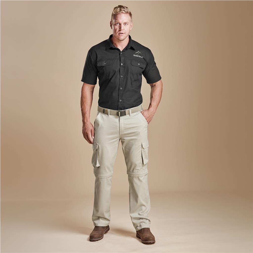 Mens Cargo Zip Off Pants - Stone