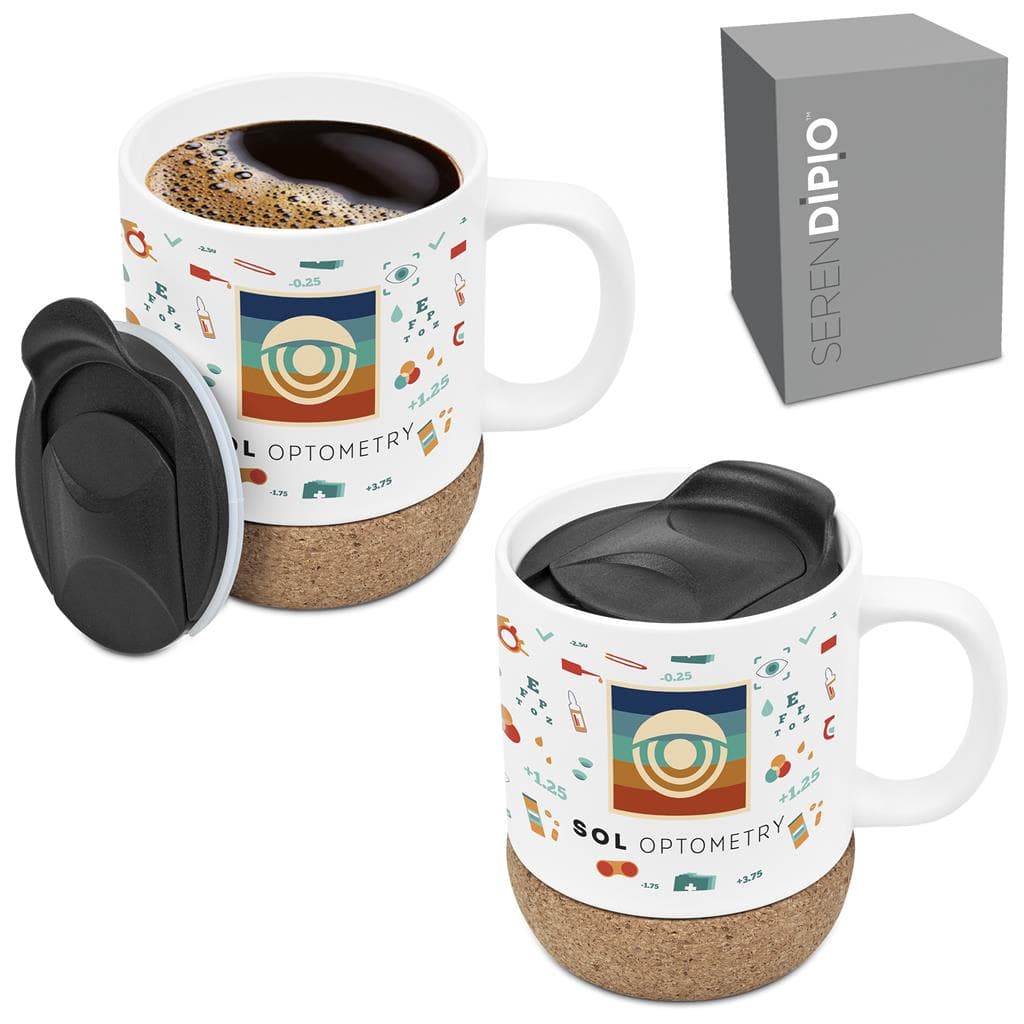 Serendipio Sienna Cork & Ceramic Sublimation Coffee Mug - 340ml