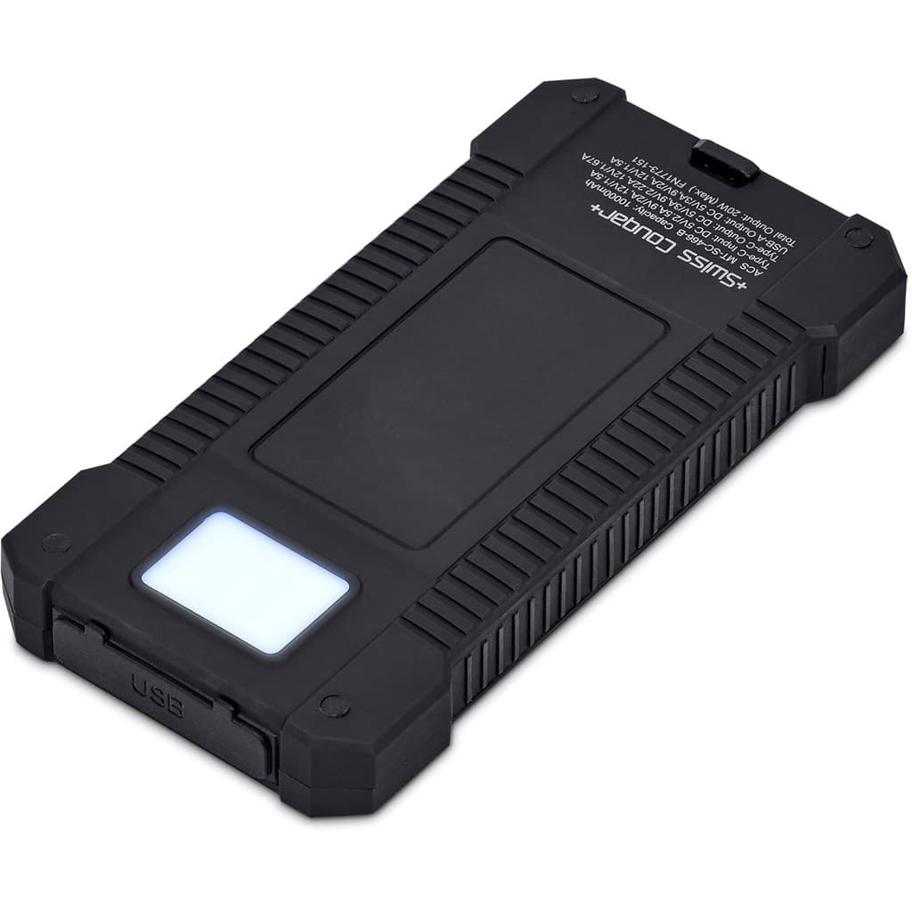 Swiss Cougar Durban Fast Charge 20W Solar Power Bank -10 000mAh