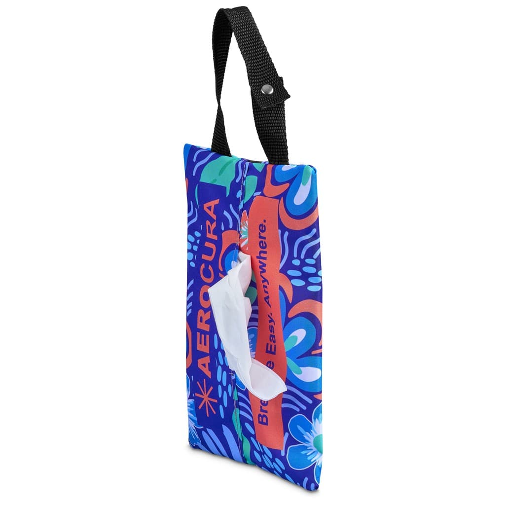 Pre-Printed Sample Hoppla Hanki Polyester Travel Tissue Pouch