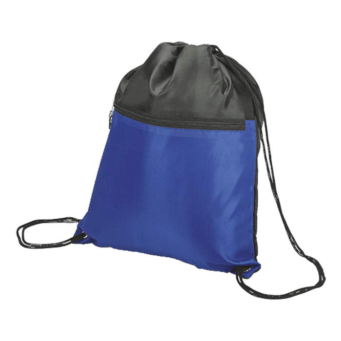 Drawstring Sport Bag with Zip Pocket 210D