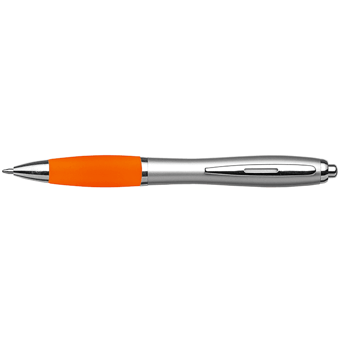 Silver Barrel Curved Design Ballpoint Pen